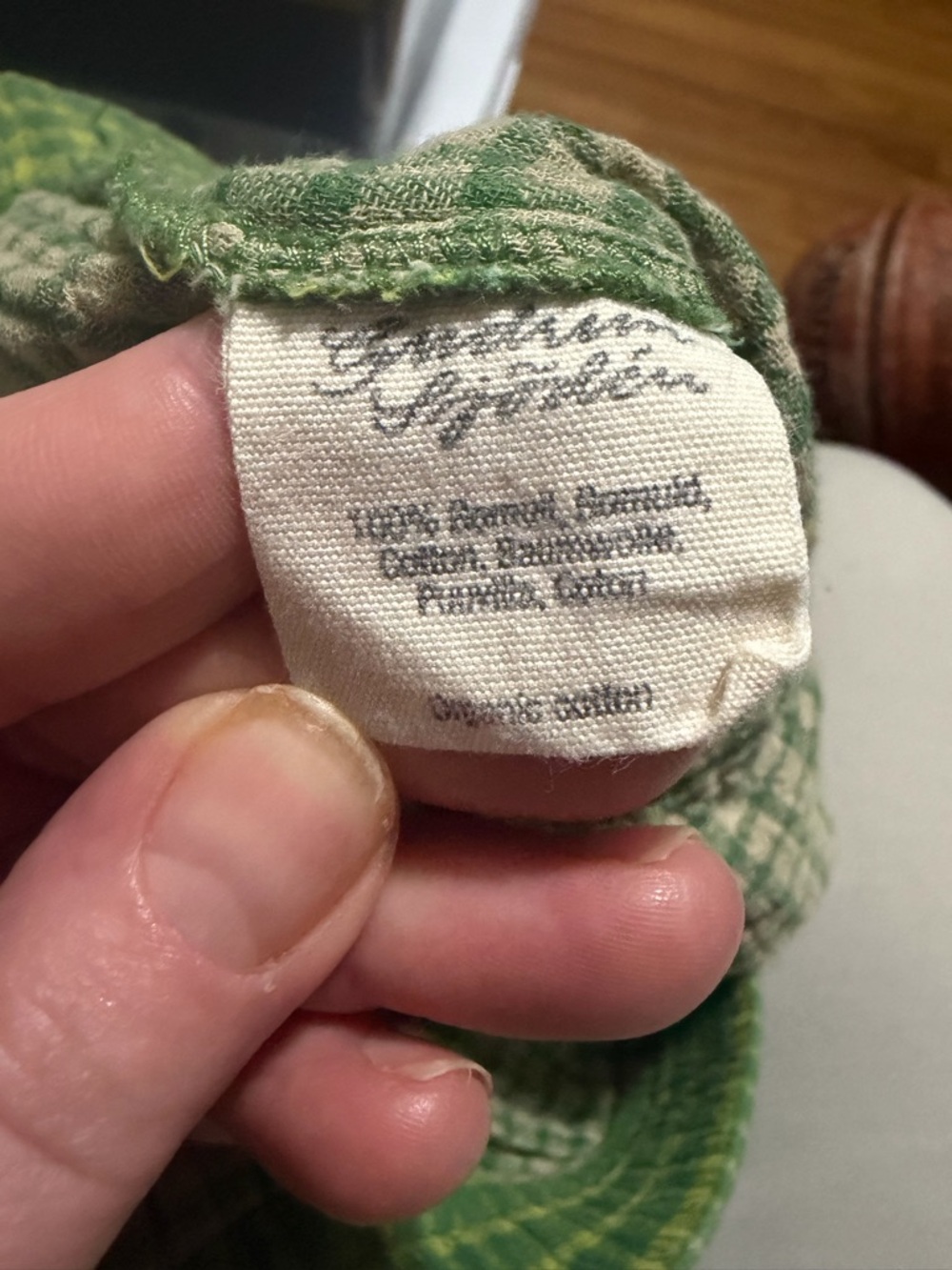 Gundrun Sjoden Lagenlook Organic Cotton Green Gingham Plaid Pants Medium. - Picture 5 of 6